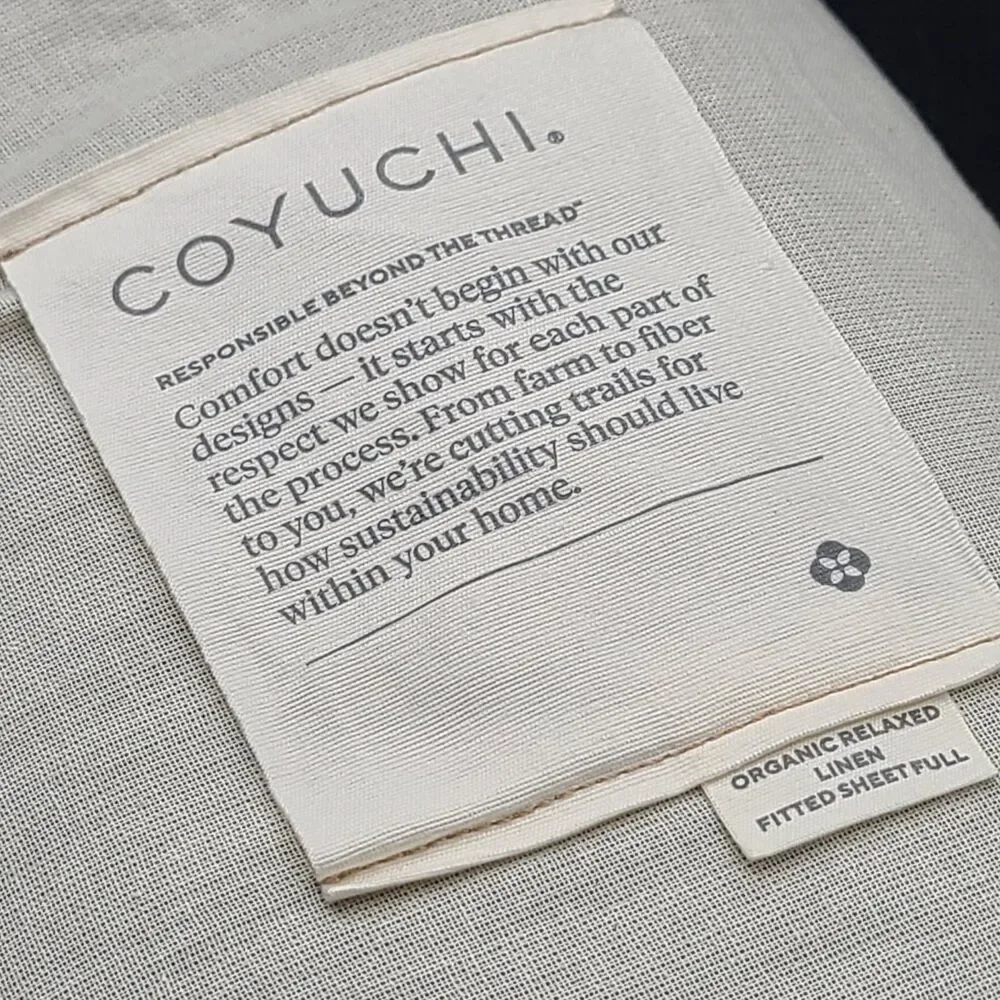 Coyuchi Organic Linen Relaxed Fitted Sheet FULL Size Slate Gray New